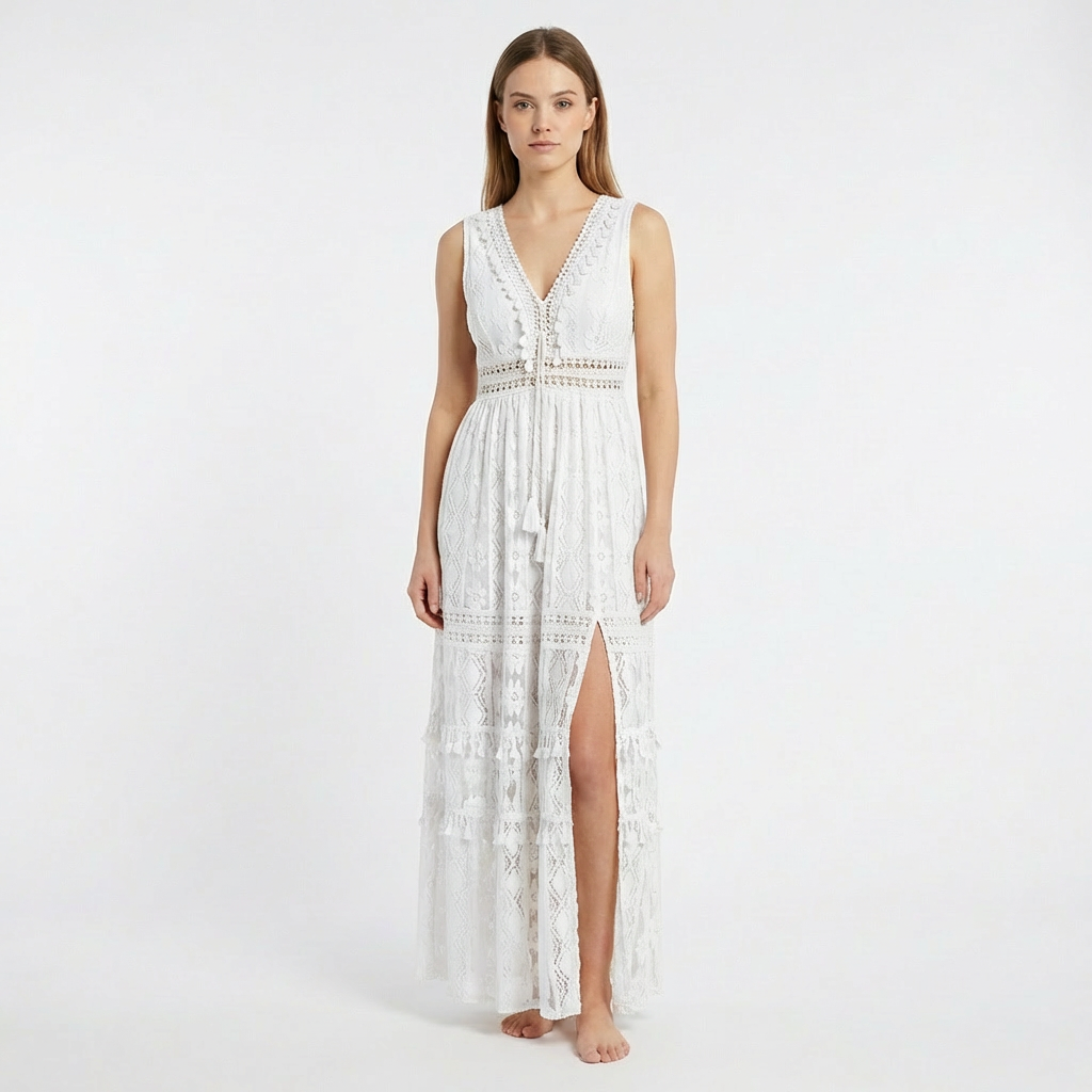 Isla | Women's Maxi Dress With V-Neckline And Side Slits | Bohemian