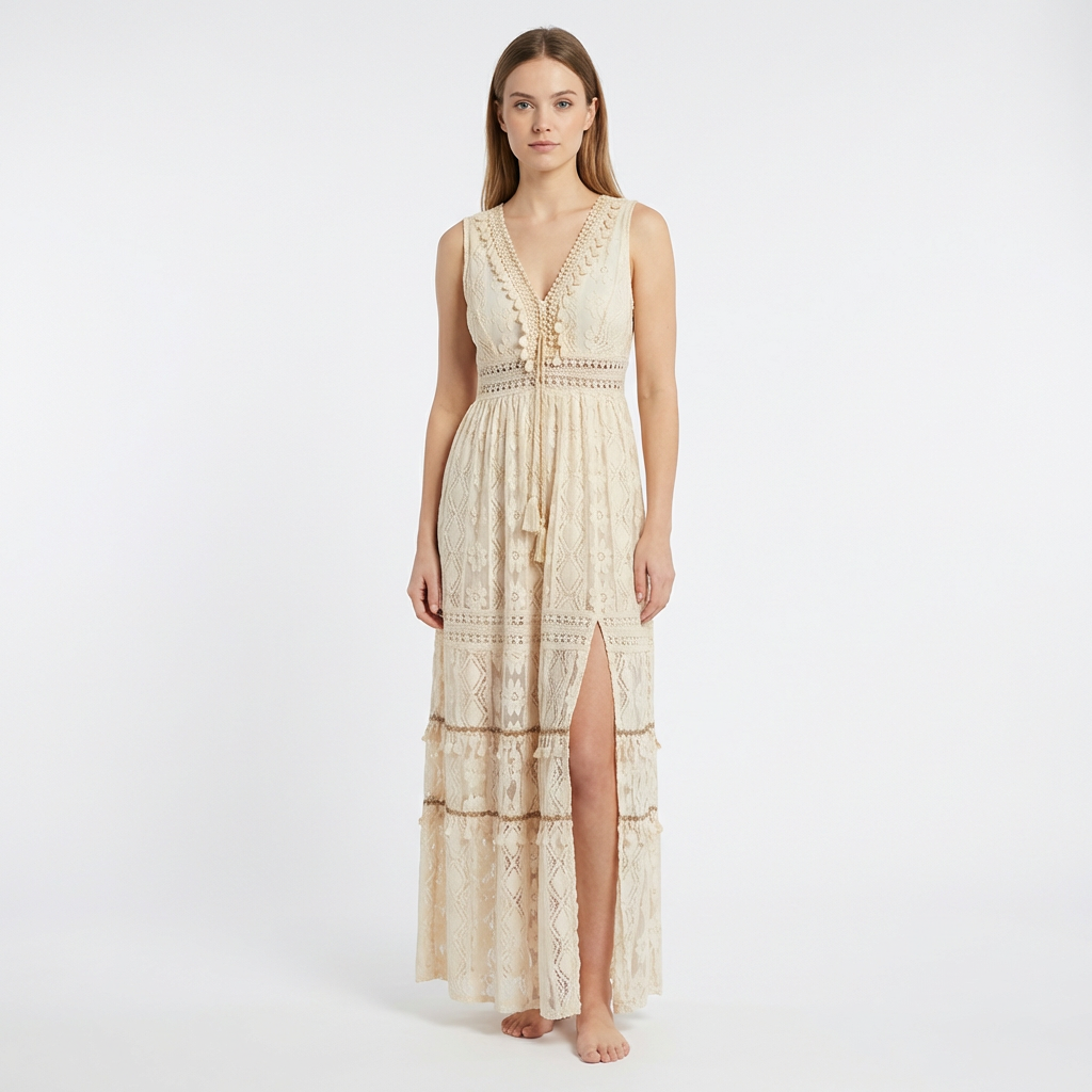 Isla | Women's Maxi Dress With V-Neckline And Side Slits | Bohemian