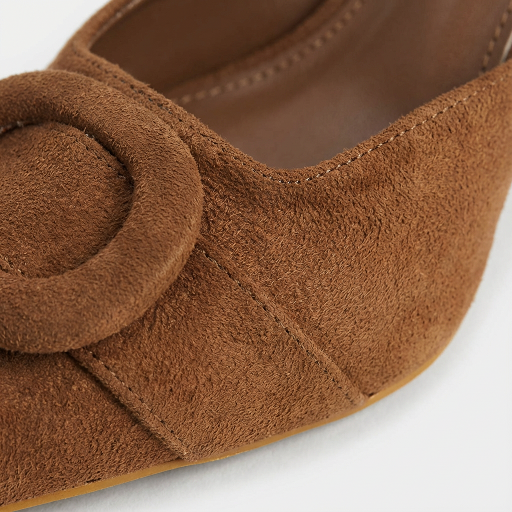 Isla | Women's Slingback Heels With Brown Tone And Button Detail | Sophisticated