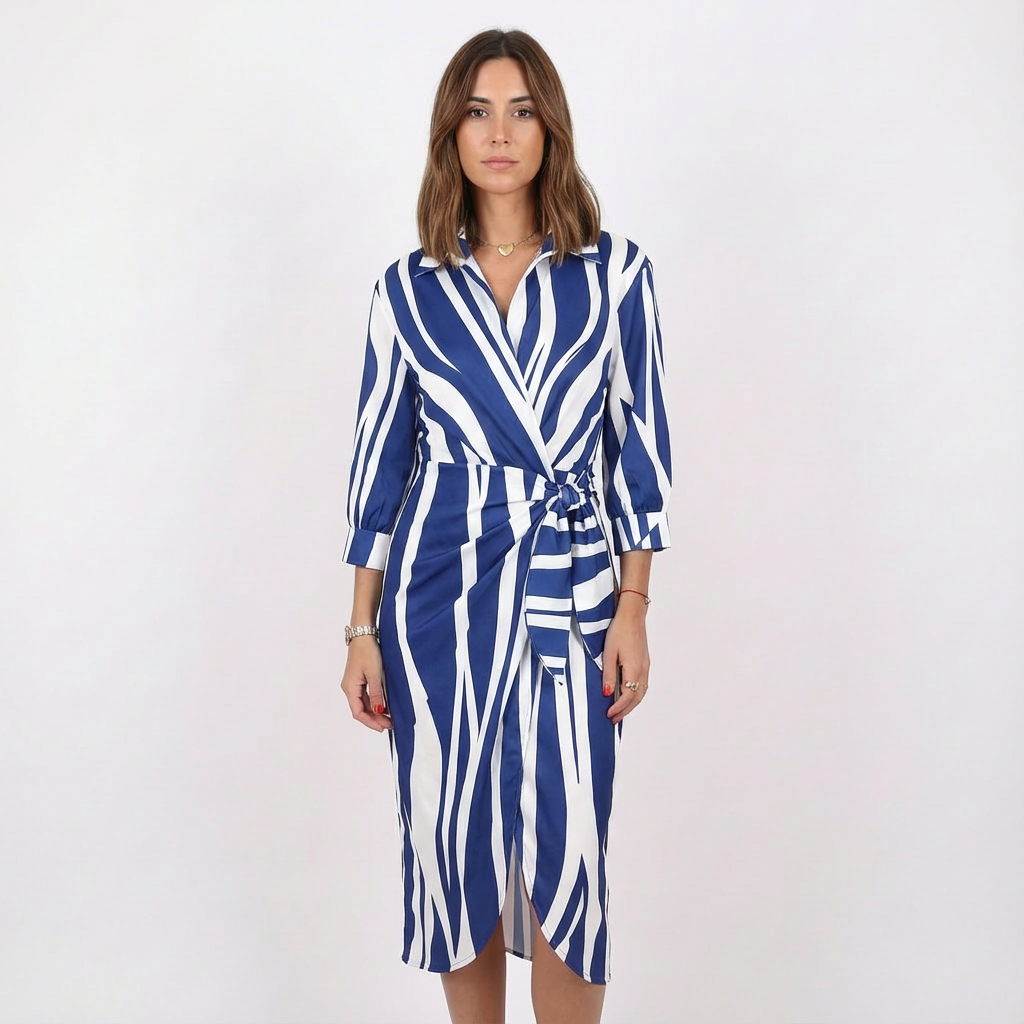 Isla | Women's Wrap Dress With Shirt Collar And Tie Waist | Vibrant