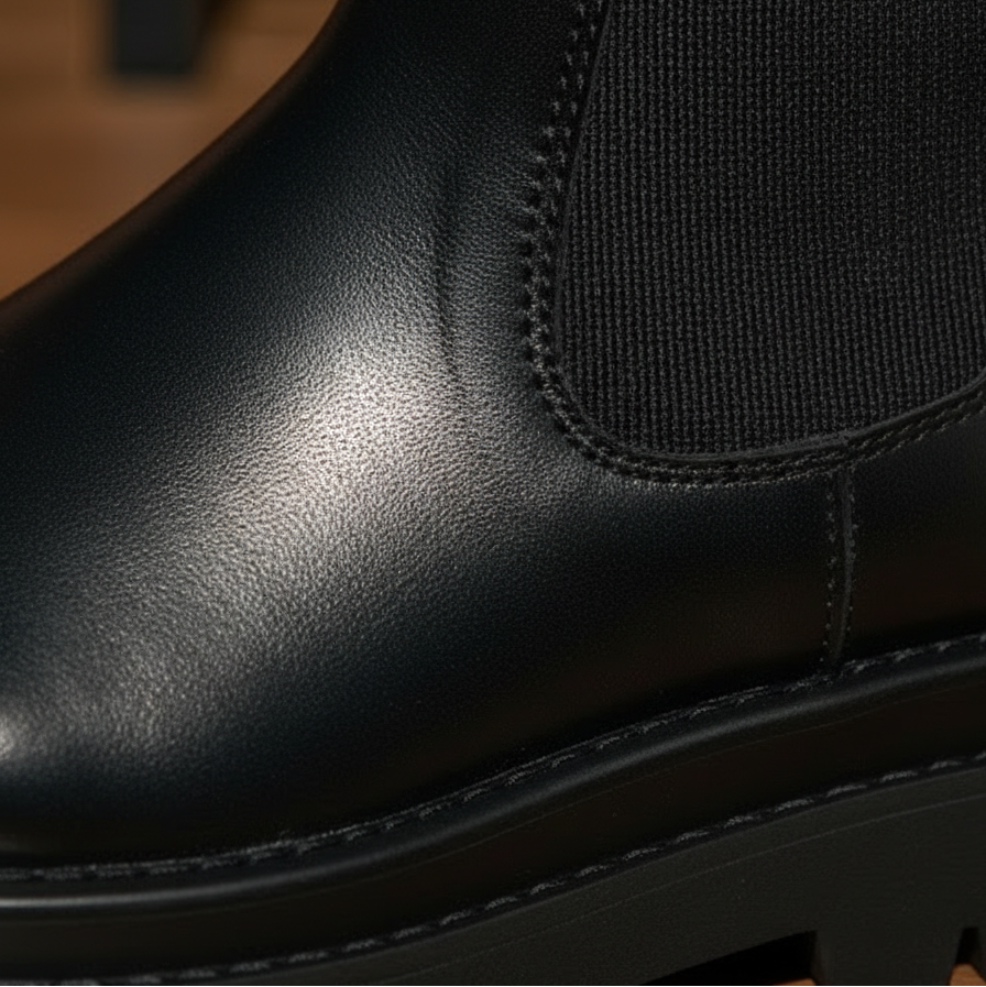 Ivy | Women's Black Chelsea Boots With Elastic Panels And Chunky Sole | Classic