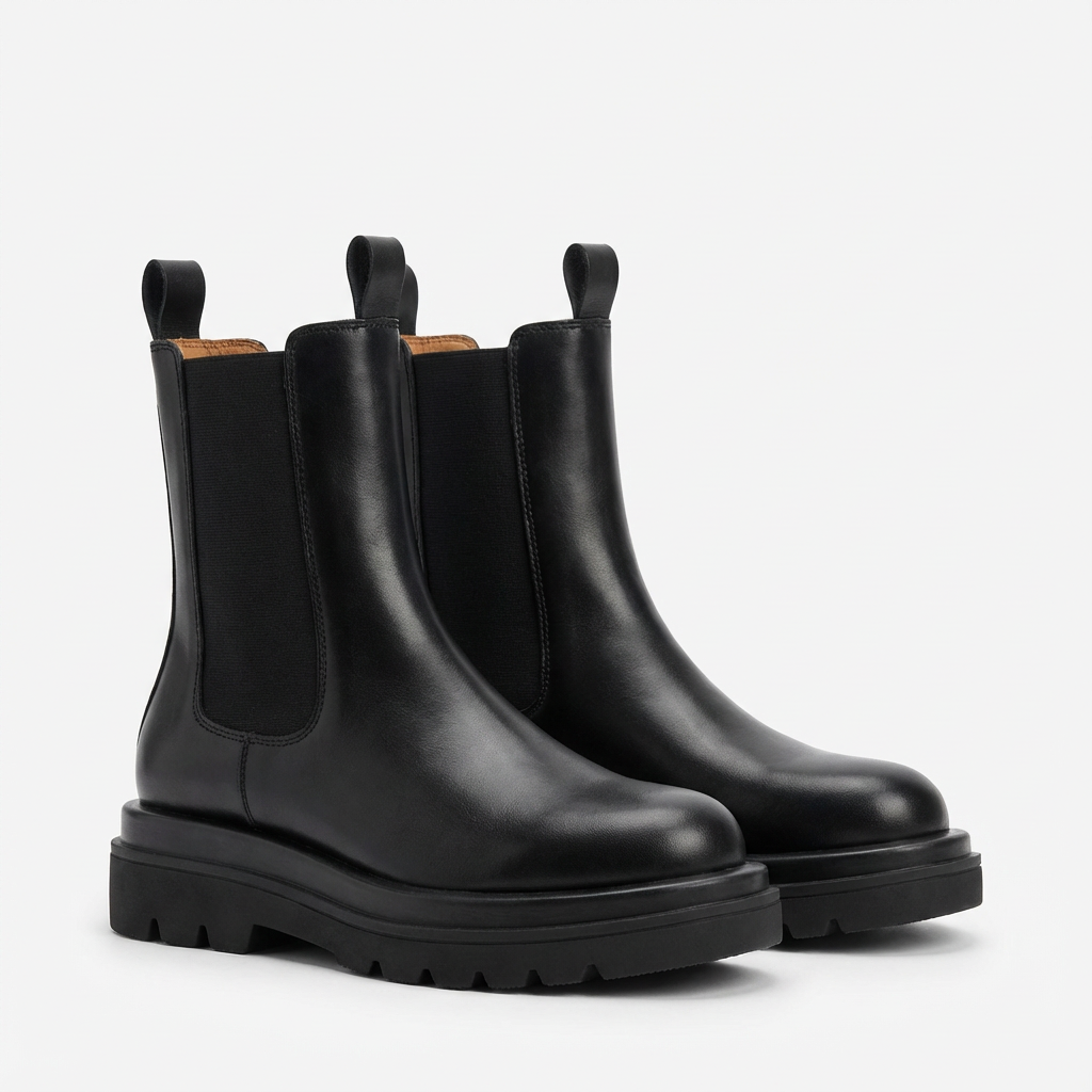 Ivy | Women's Black Chelsea Boots With Elastic Panels And Chunky Sole | Classic