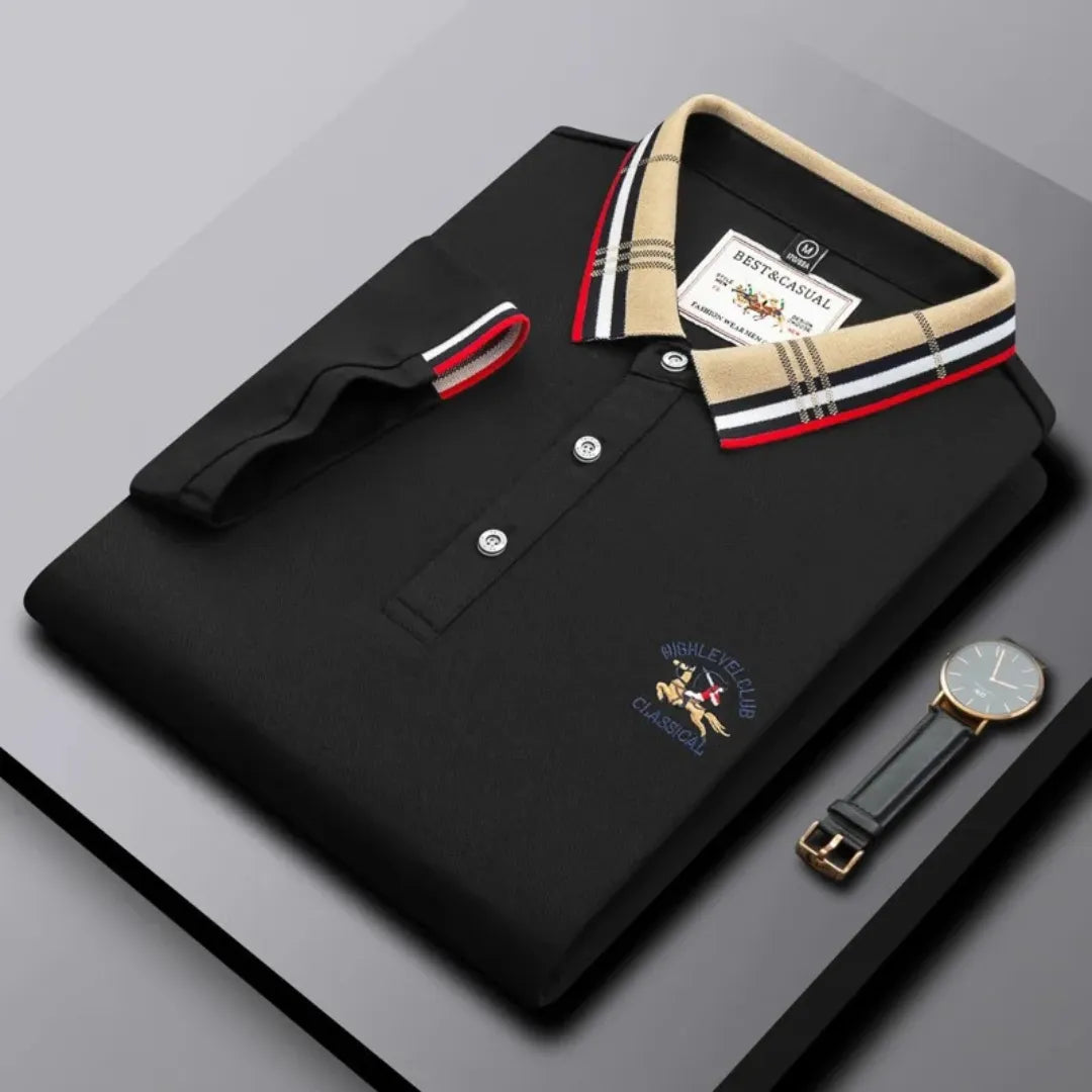 Men's Classic Polo Shirt With Contrast Trim Collar And Short Sleeves