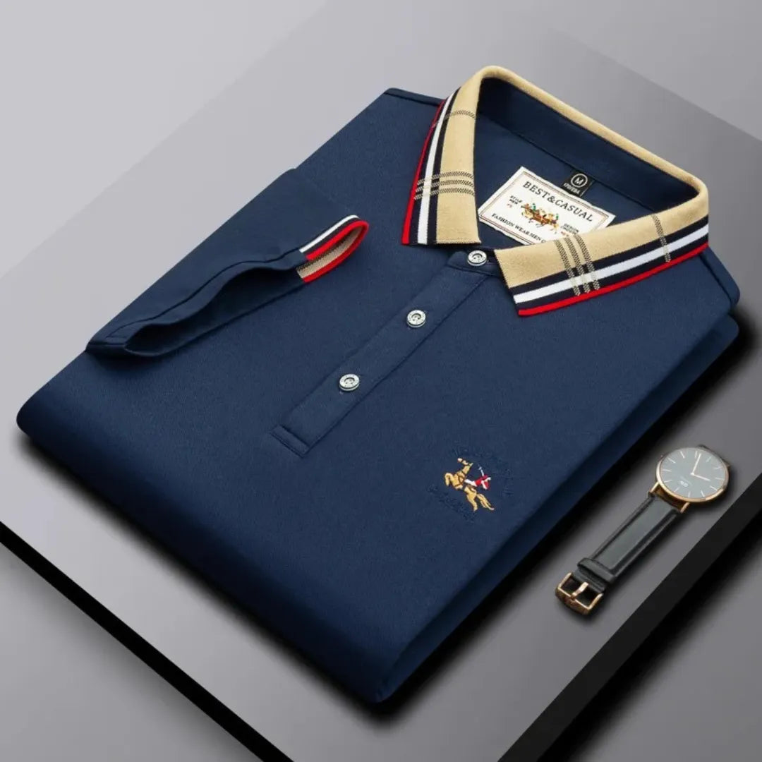 Men's Classic Polo Shirt With Contrast Trim Collar And Short Sleeves