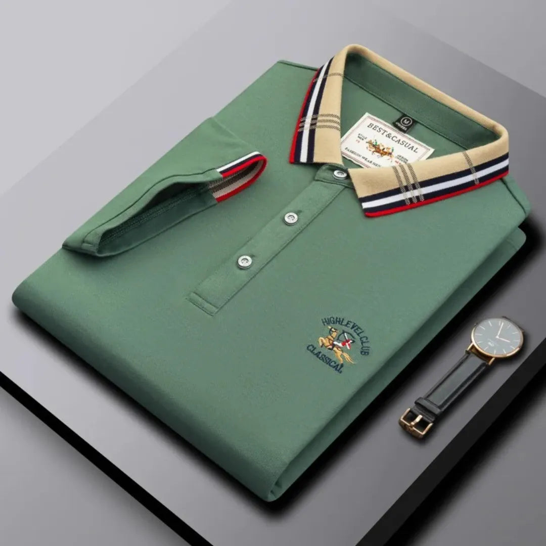 Men's Classic Polo Shirt With Contrast Trim Collar And Short Sleeves