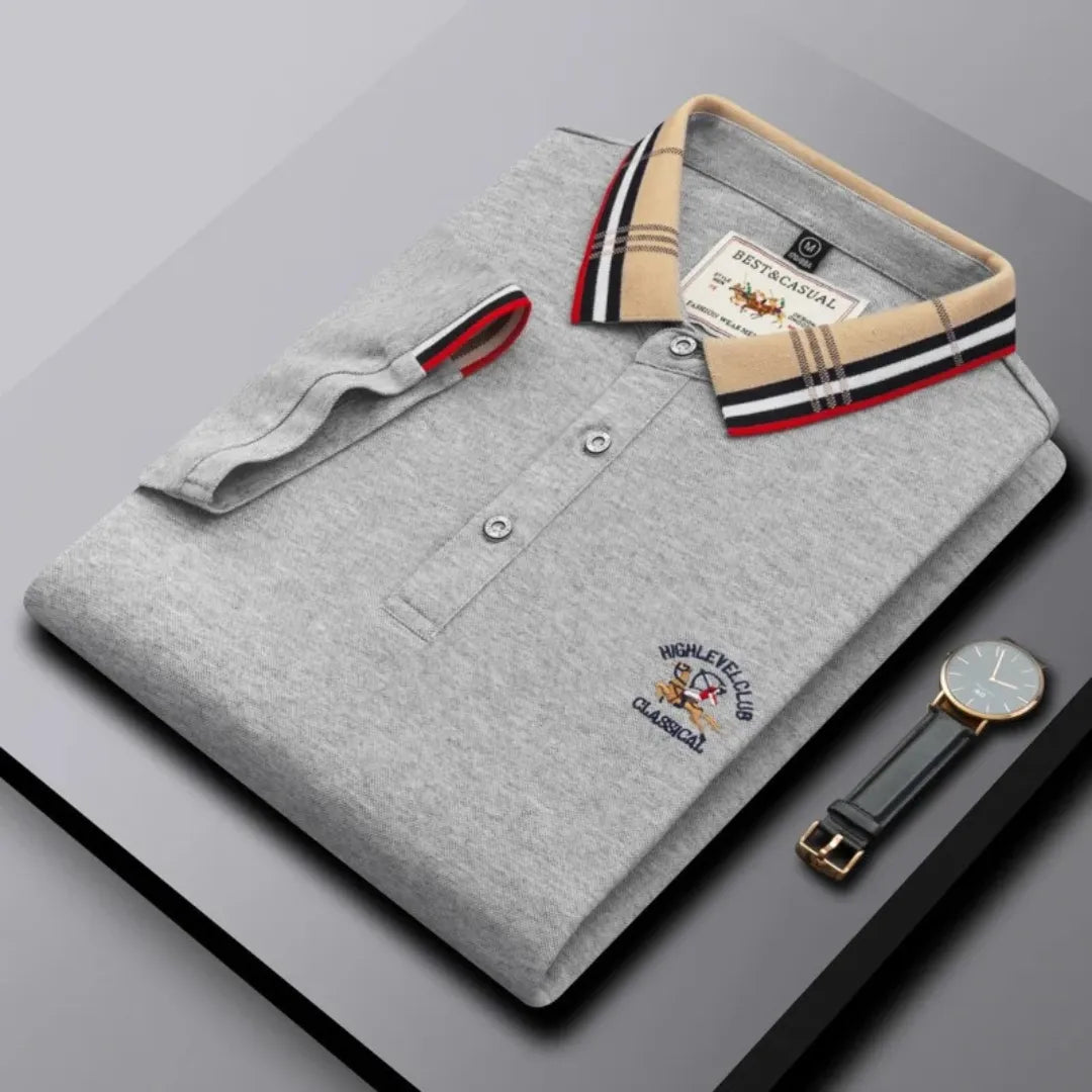 Men's Classic Polo Shirt With Contrast Trim Collar And Short Sleeves