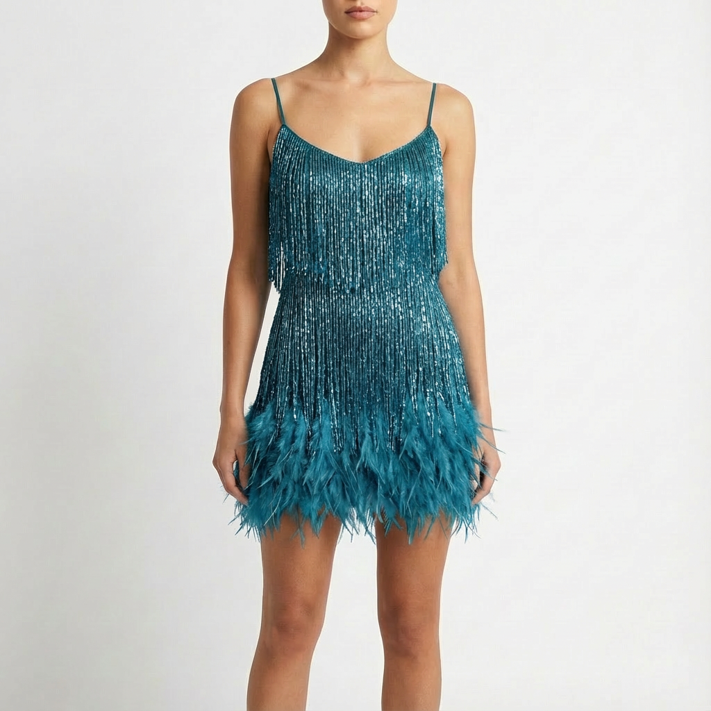 Karina | Women's Fringe Spaghetti Strap Party Dress
