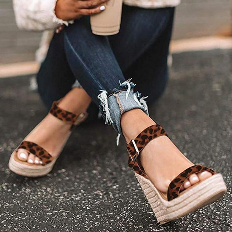 Women's Wedge Heel Sandals With Ankle Strap & Open Toe