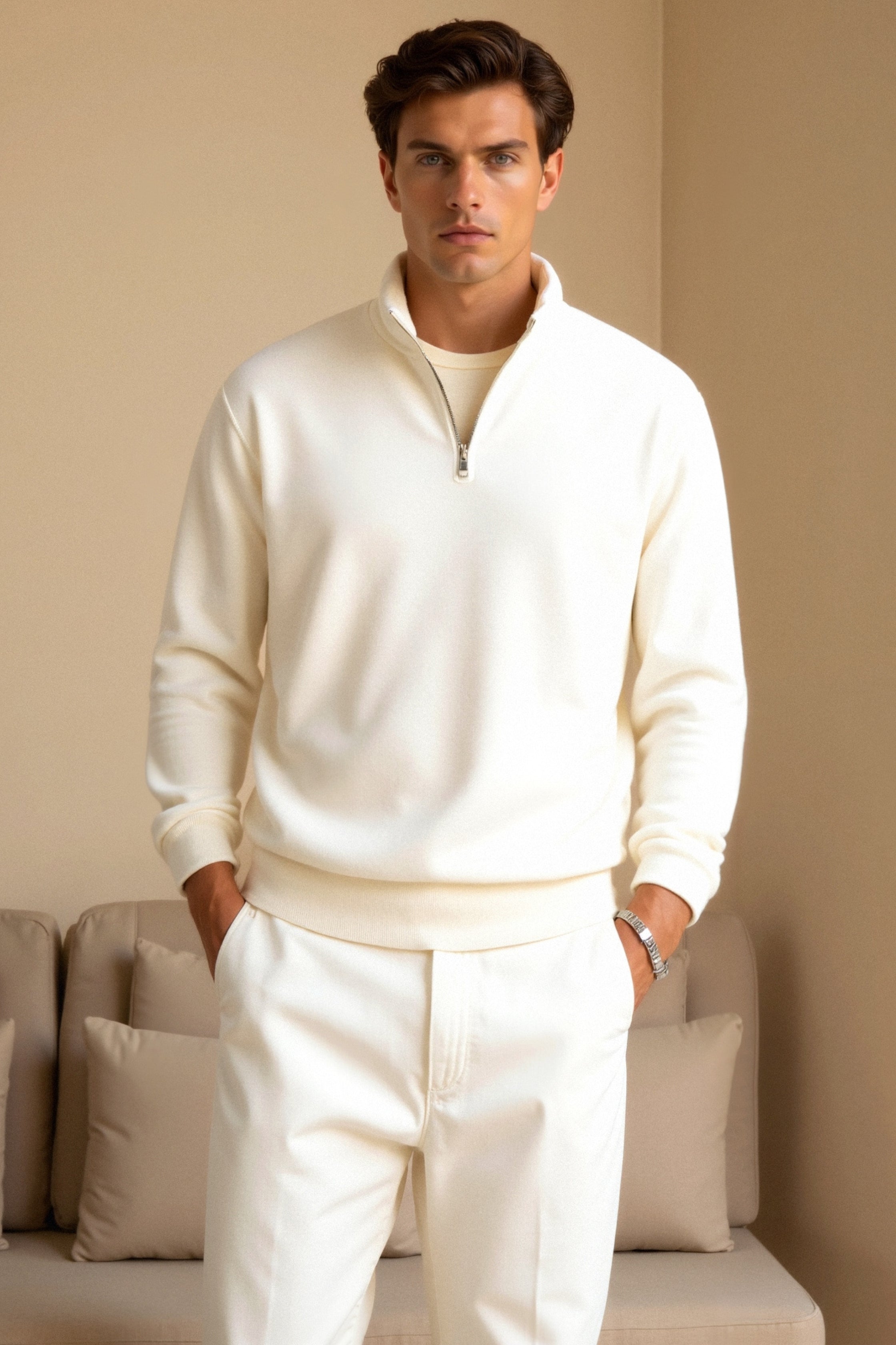 Lightweight Eco-Friendly Zip-Up Sweater High Neck