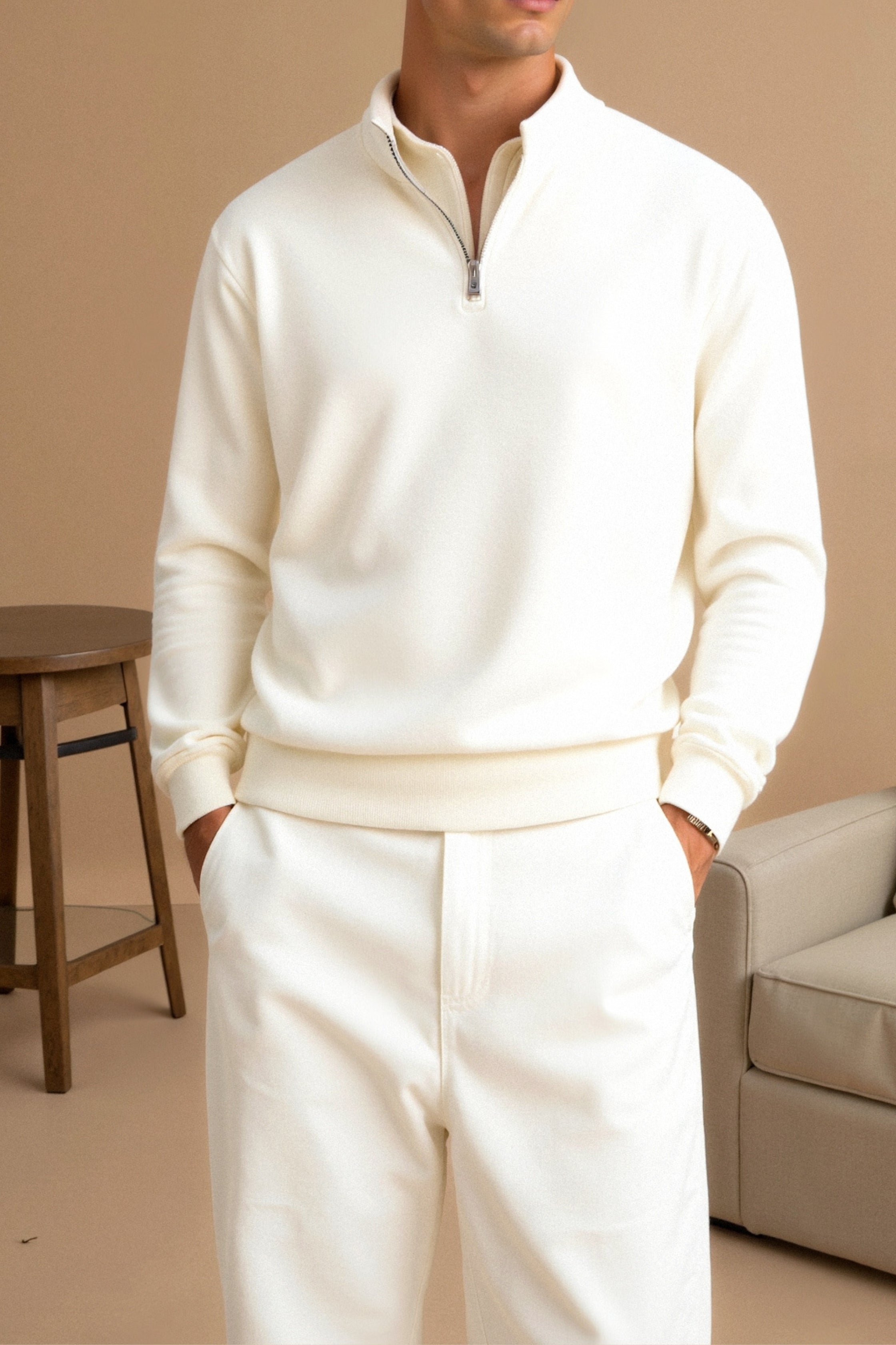 Lightweight Eco-Friendly Zip-Up Sweater High Neck