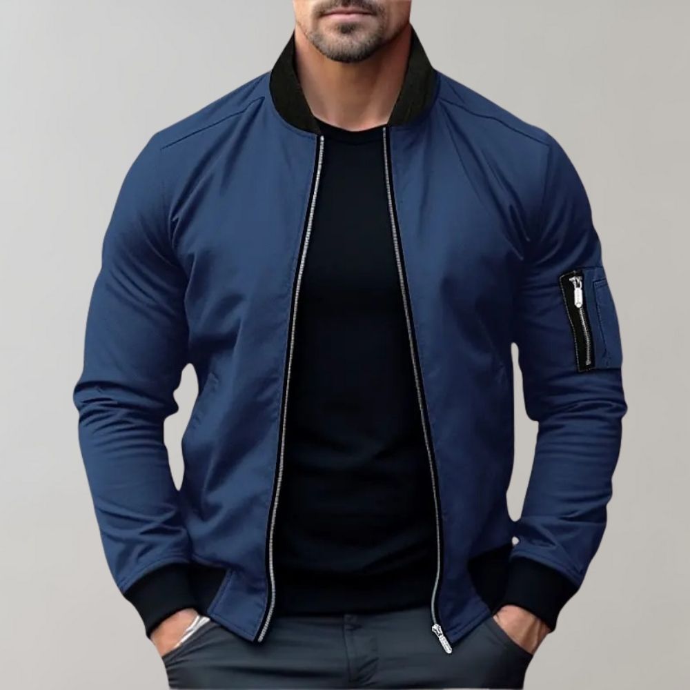 MEN'S LIGHTWEIGHT BOMBER JACKET WITH ZIP CLOSURE
