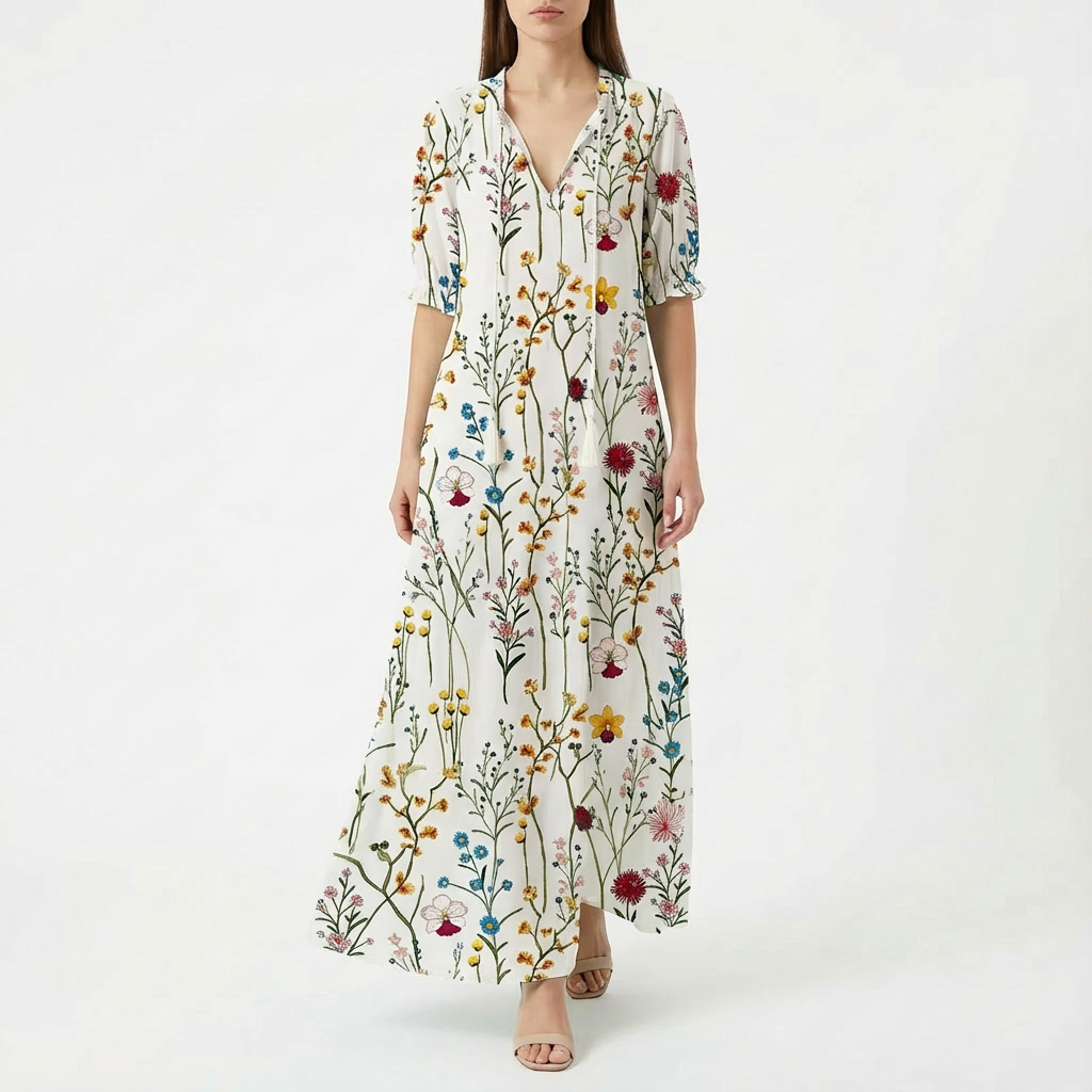 Lily | Women's Maxi Dress With V-Neckline And Flowing Skirt | Elegant