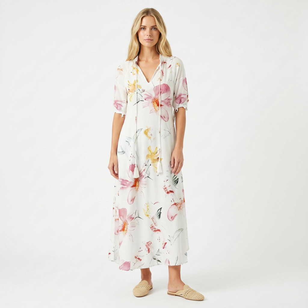 Lily | Women's Maxi Dress With V-Neckline And Flowing Skirt | Elegant