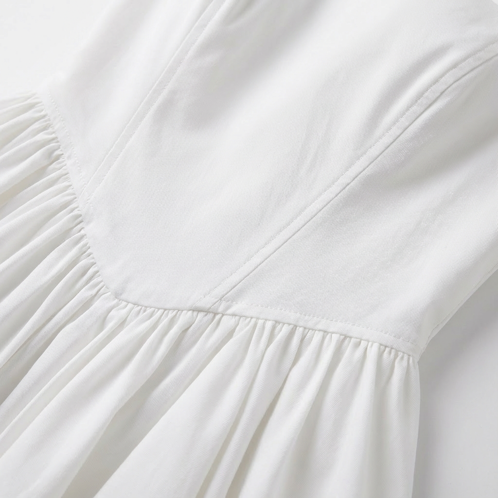 Lily | Women's White A-Line Midi Dress With Halter Straps And Fitted Bodice