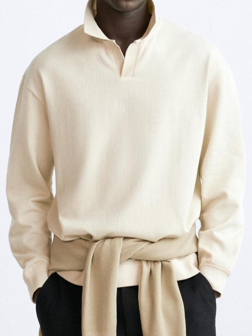 Men's Old Money Long Sleeve Cotton Polo Shirt
