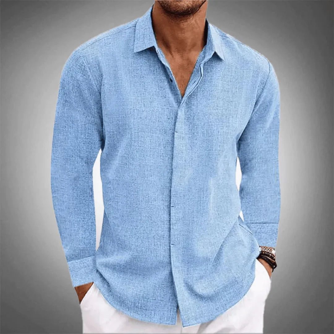 Men's Summer Linen Shirt With Long Sleeves