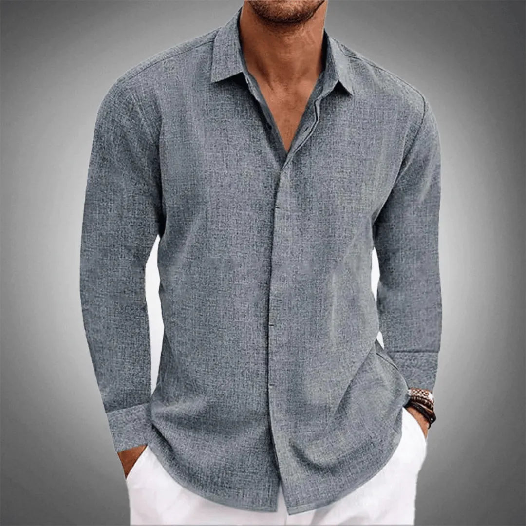 Men's Summer Linen Shirt With Long Sleeves