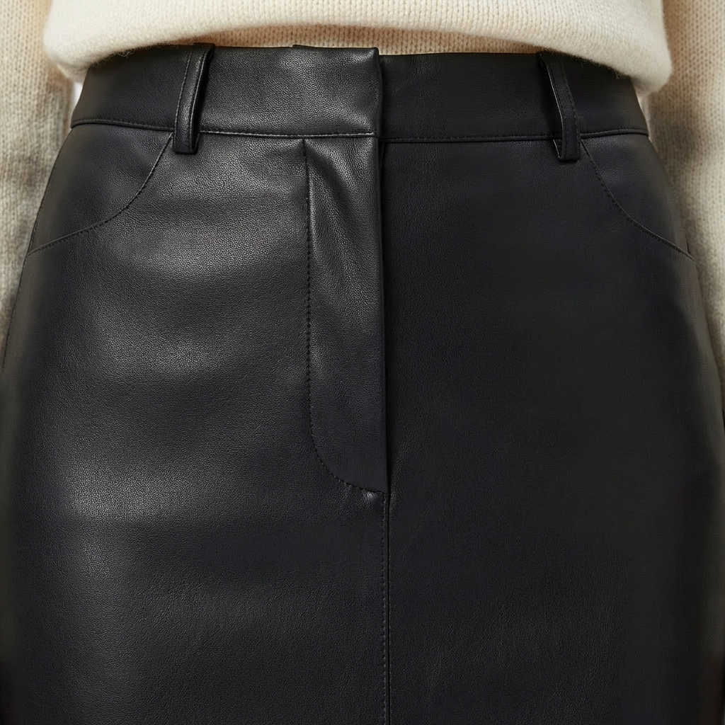 Luna | Women's Midi Skirt With Front Slit And Zip Detail | Sleek