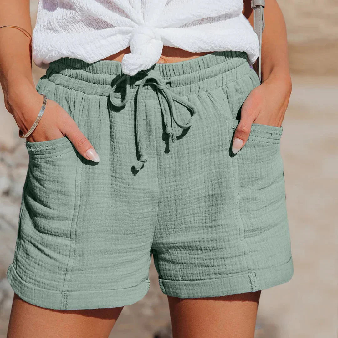 Women's Summer Drawstring Shorts With Elastic Waist And Side Pockets