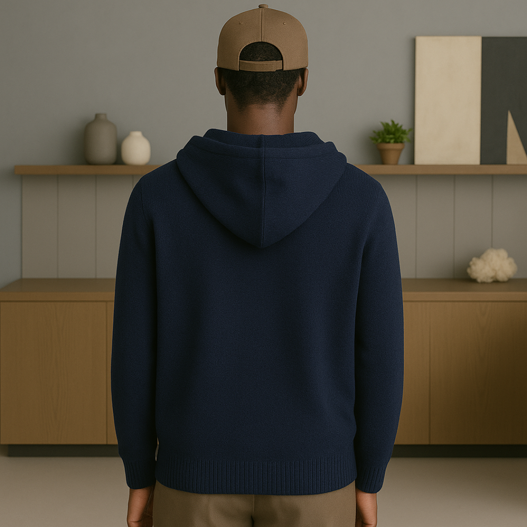 Luxurious Cashmere Hoodie with Zipper and Spacious Hood – Soft Comfortable Sweatshirt for Men