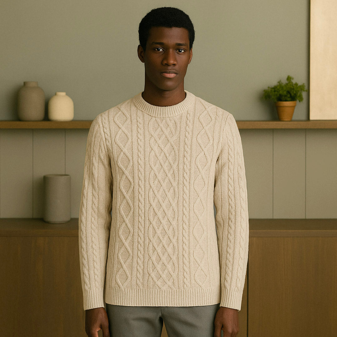 Luxury Cashmere Cable Knit Sweater for Men – Soft, Warm, Versatile Winter Knitwear