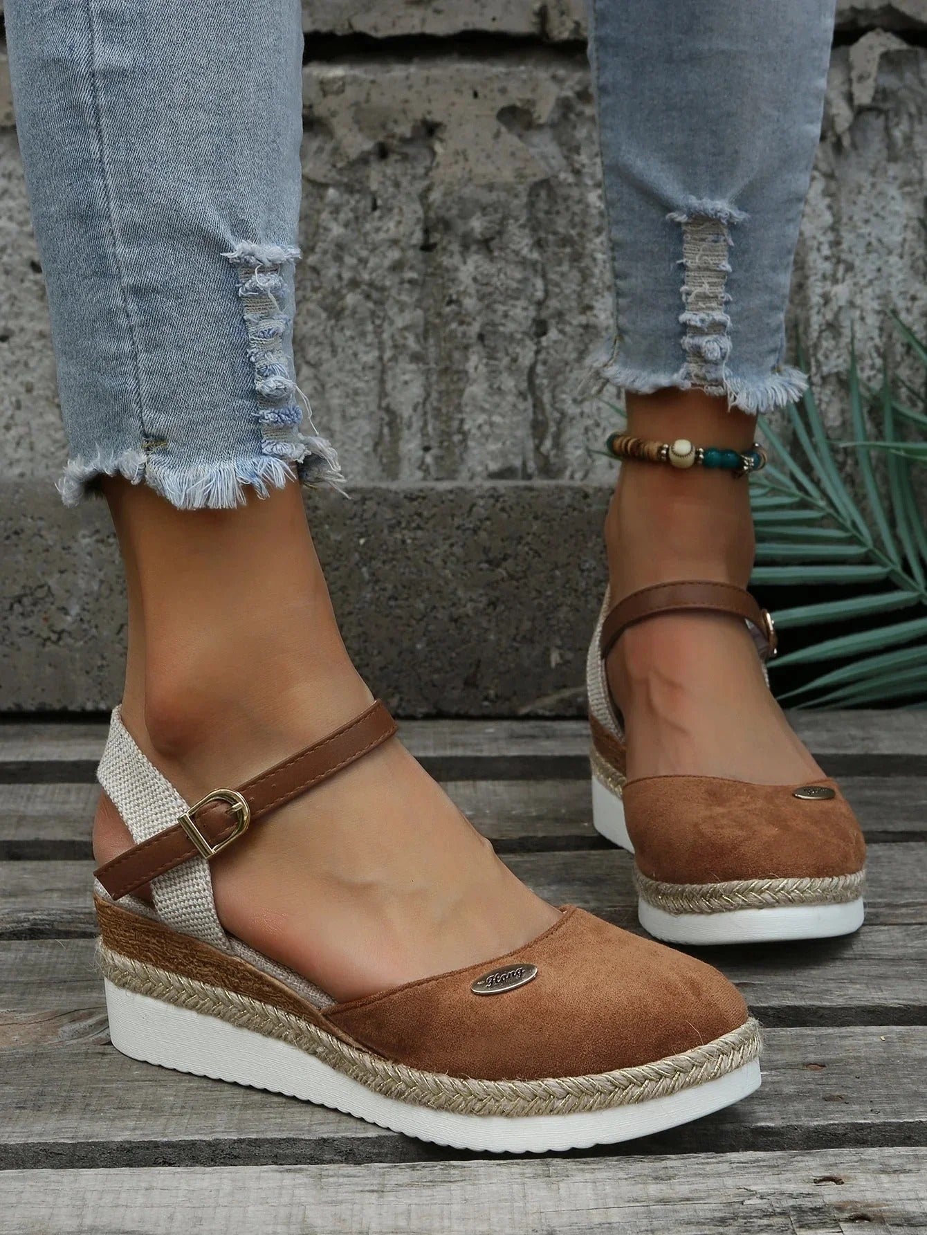 Women's Espadrille Wedge Sandals With Ankle Strap