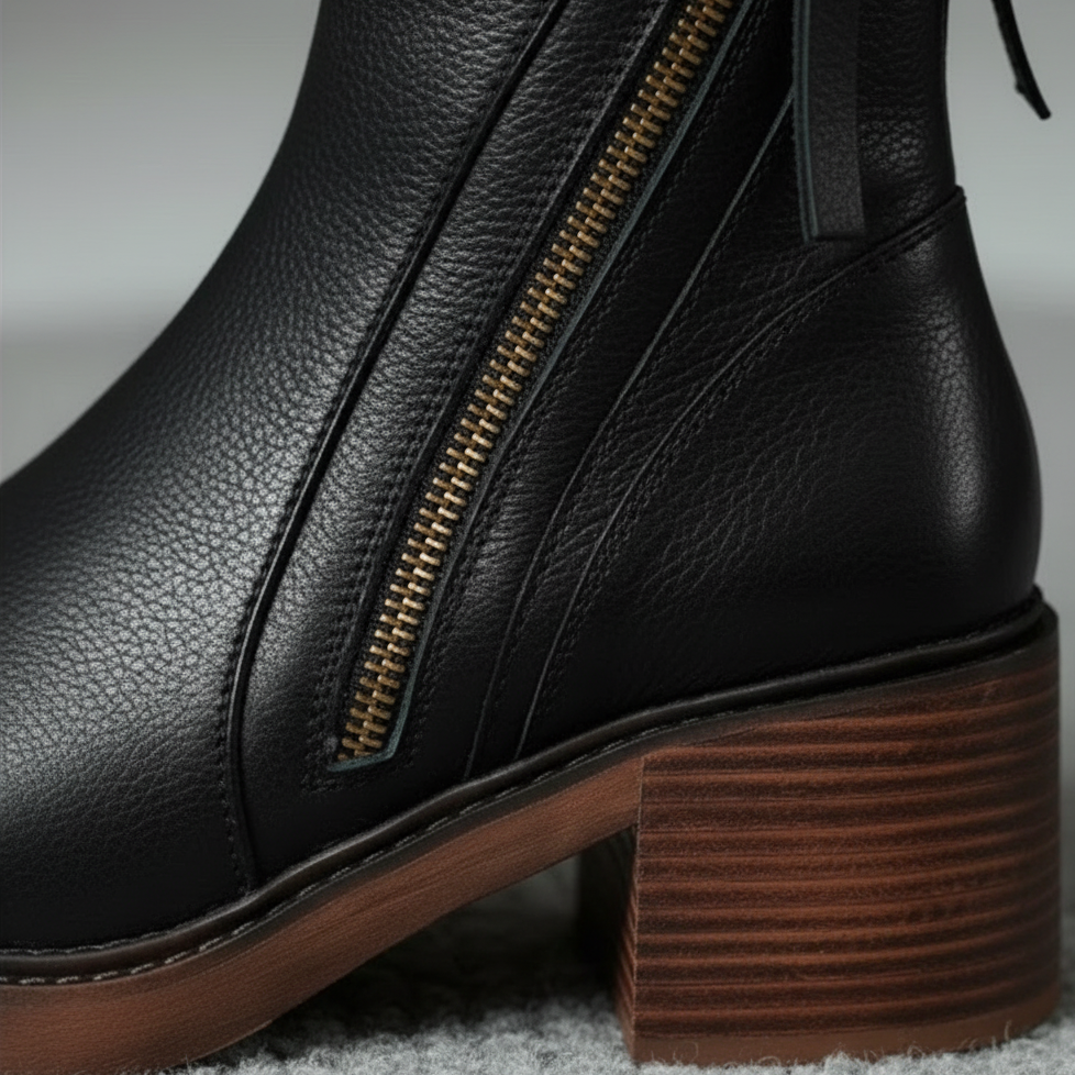 Maisie | Women's Ankle Boots With Side Zip Detail And Stacked Heel | Classic