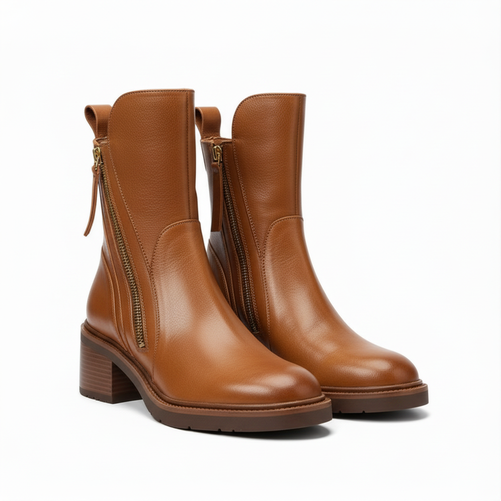 Maisie | Women's Ankle Boots With Side Zip Detail And Stacked Heel | Classic