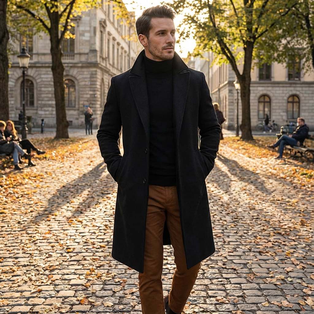 Matthew | Men's Notch Lapel Long Overcoat