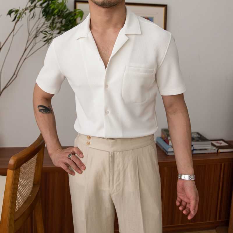 Men’s Lightweight Cotton Blend Summer Button Shirt