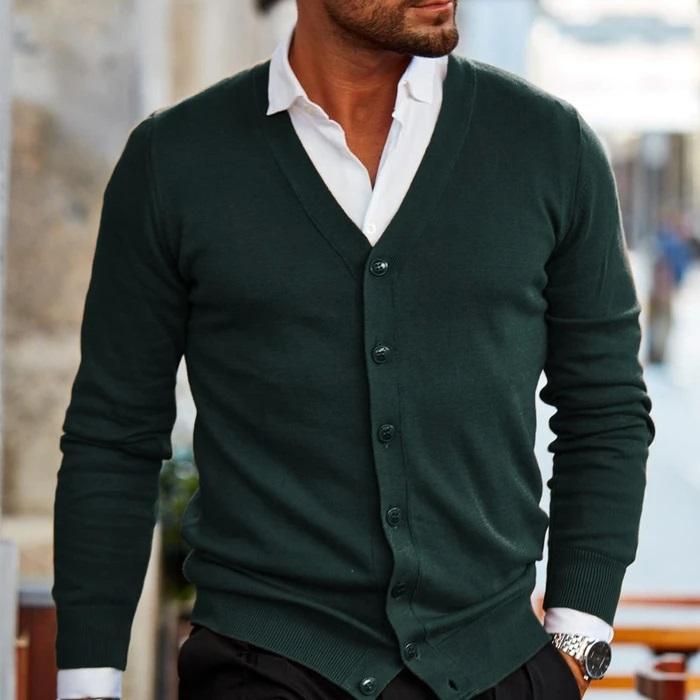 Men's Cardigan With Contrast Buttons | Long