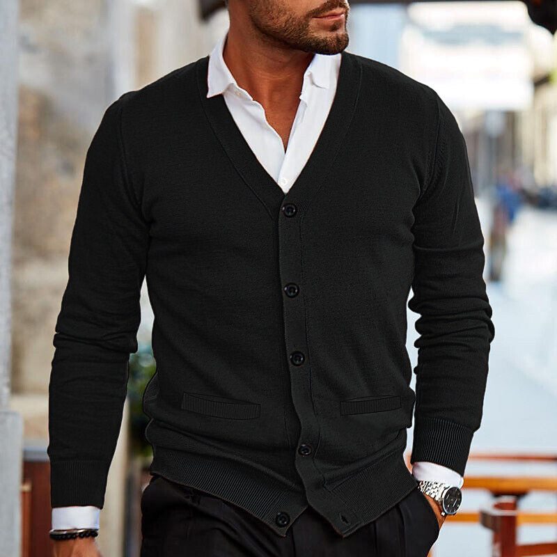 Men's Cardigan With Contrast Buttons | Long