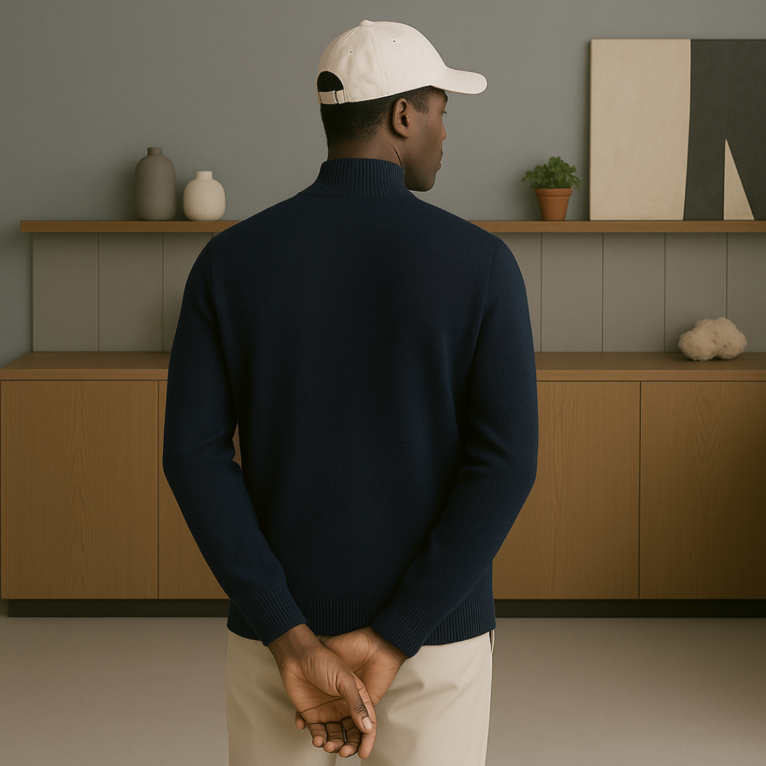 Men's Cashmere Zip Vest – Soft Ribbed Collar, Full-Length Closure, Perfect for Autumn Layering