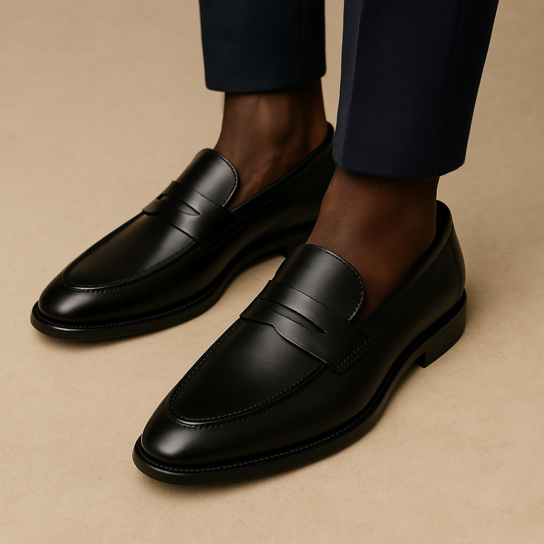 Men's Classic Penny Loafers in Premium Leather – Black and Brown Slip-On Loafer Shoes for Timeless Elegance