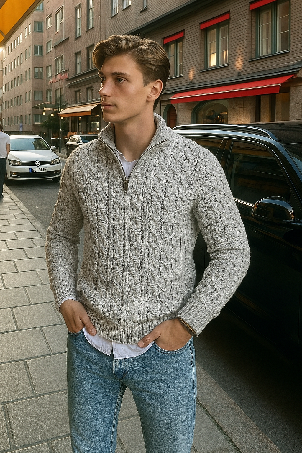 Men's Half-Zip Sweater in Soft Cotton