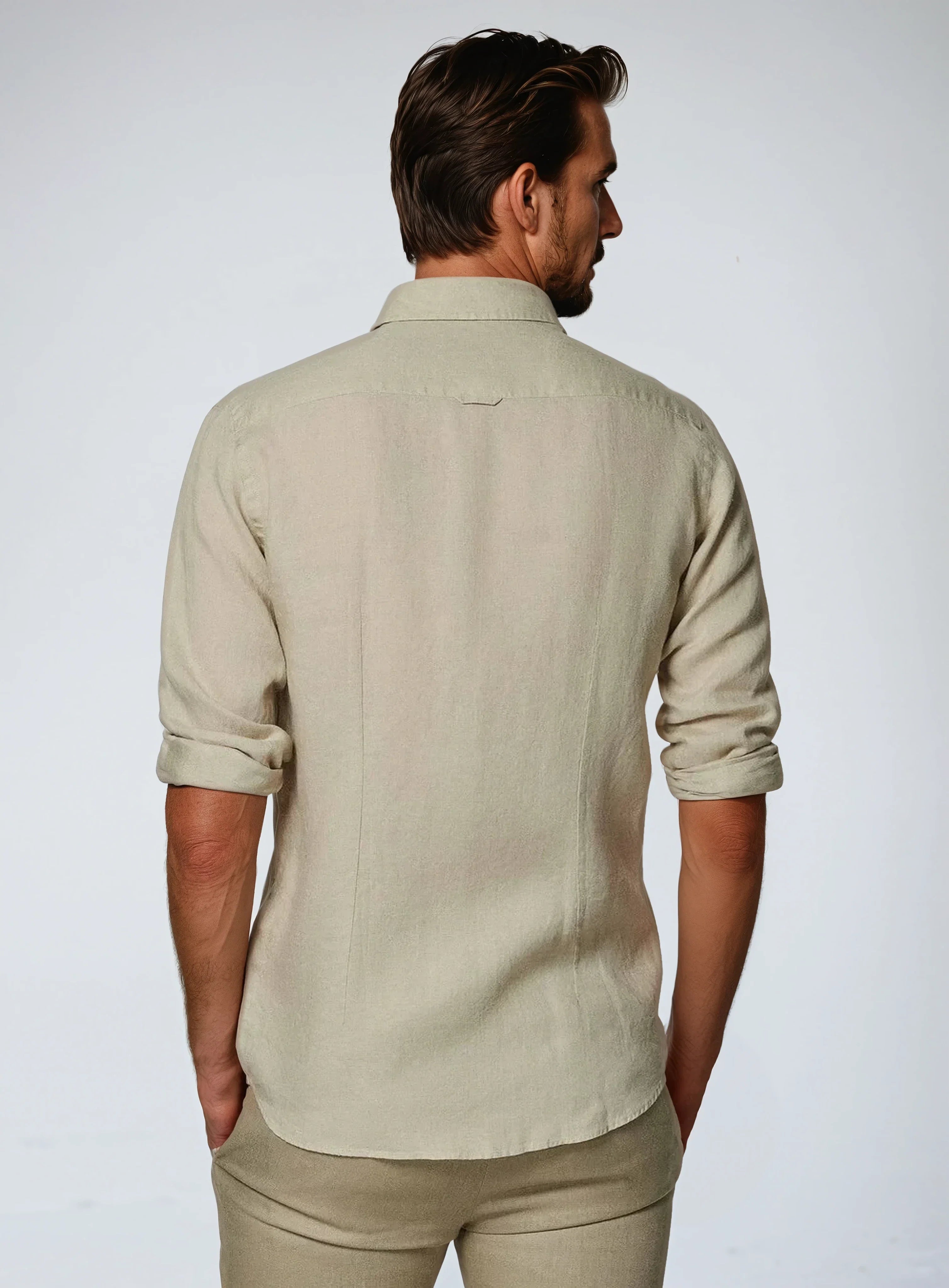 Casual Wear Khaki Linen Shirt for Men
