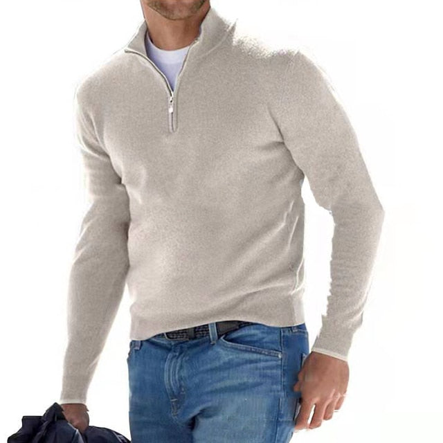 Men's Knit Jumper With Half Zip | Slim Fit