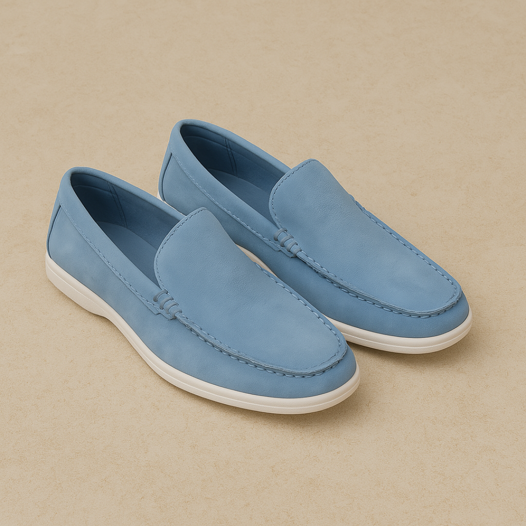 Men's Suede Loafers - Lightweight Moccasin Slip-On Shoes in Brown for Smart Casual Wear