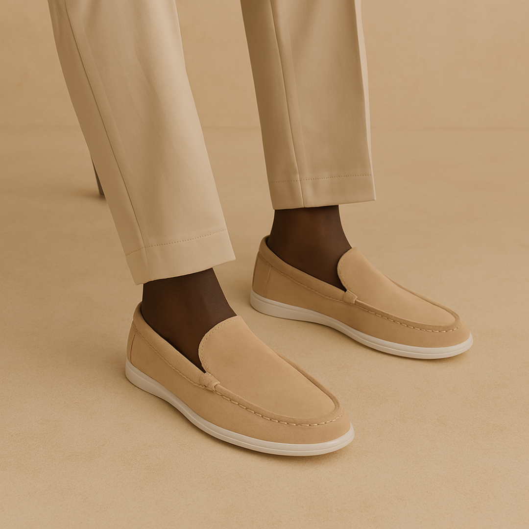 Men's Suede Loafers - Lightweight Moccasin Slip-On Shoes in Brown for Smart Casual Wear