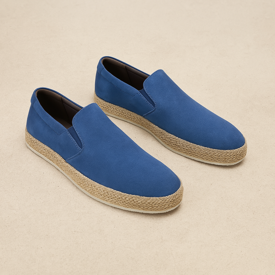 Men's Suede Loafers - Lightweight Slip-On Espadrilles with Jute Sole for Summer Style