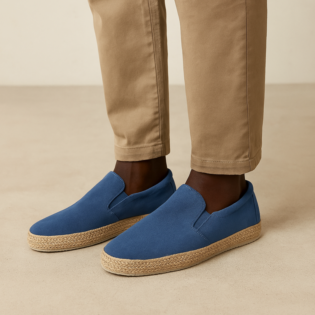 Men's Suede Loafers - Lightweight Slip-On Espadrilles with Jute Sole for Summer Style