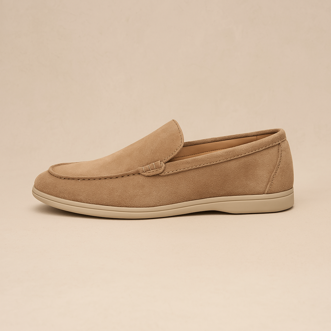 Men's Suede Loafers – Brown Slip-On Shoes with Rubber Sole for Comfort and Style