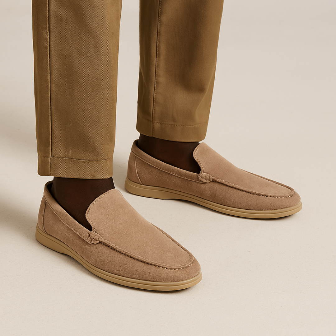 Men's Suede Loafers – Brown Slip-On Shoes with Rubber Sole for Comfort and Style