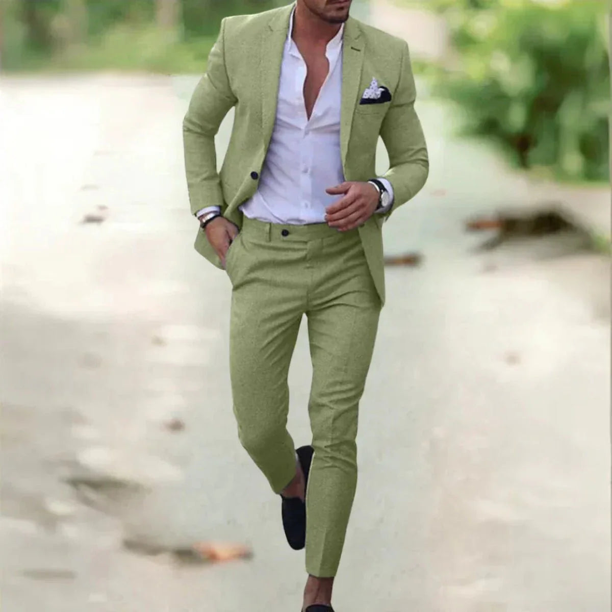 Men’s Linen-Blend Slim Fit 2-Piece Suit