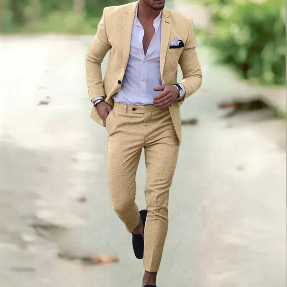 Men’s Linen-Blend Slim Fit 2-Piece Suit
