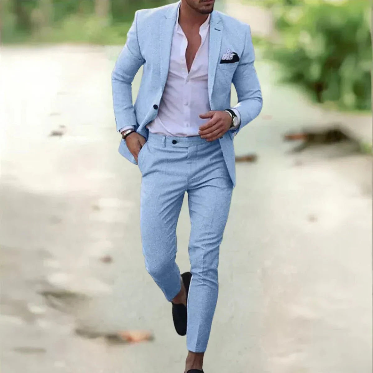 Men’s Linen-Blend Slim Fit 2-Piece Suit