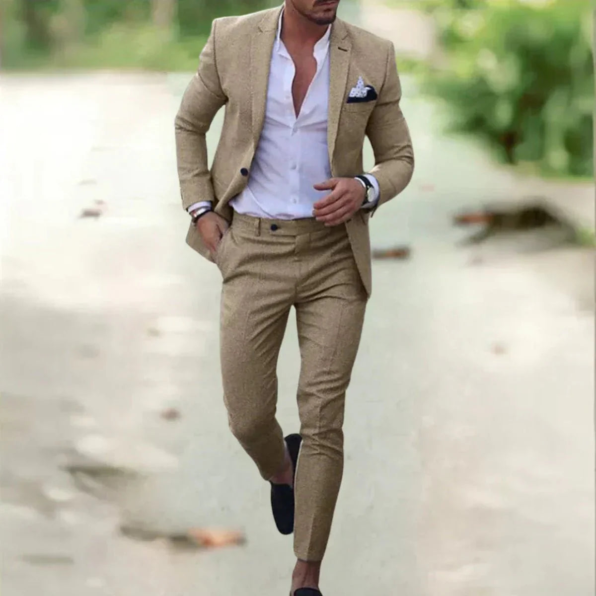 Men’s Linen-Blend Slim Fit 2-Piece Suit