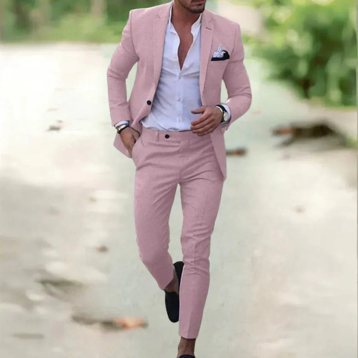 Men’s Linen-Blend Slim Fit 2-Piece Suit