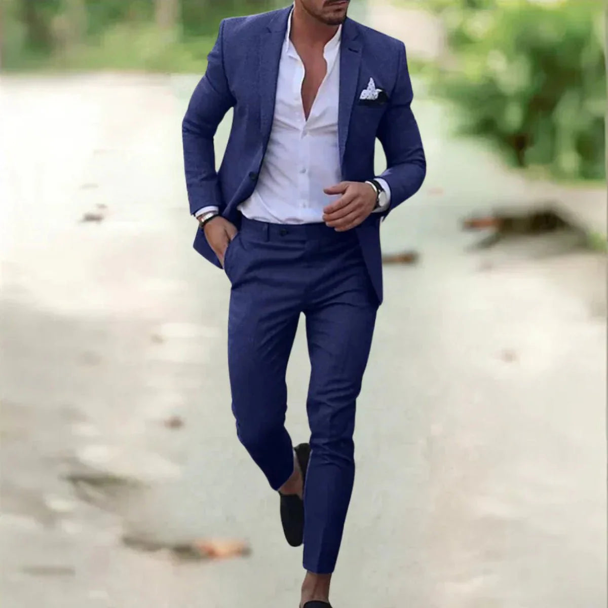 Men’s Linen-Blend Slim Fit 2-Piece Suit