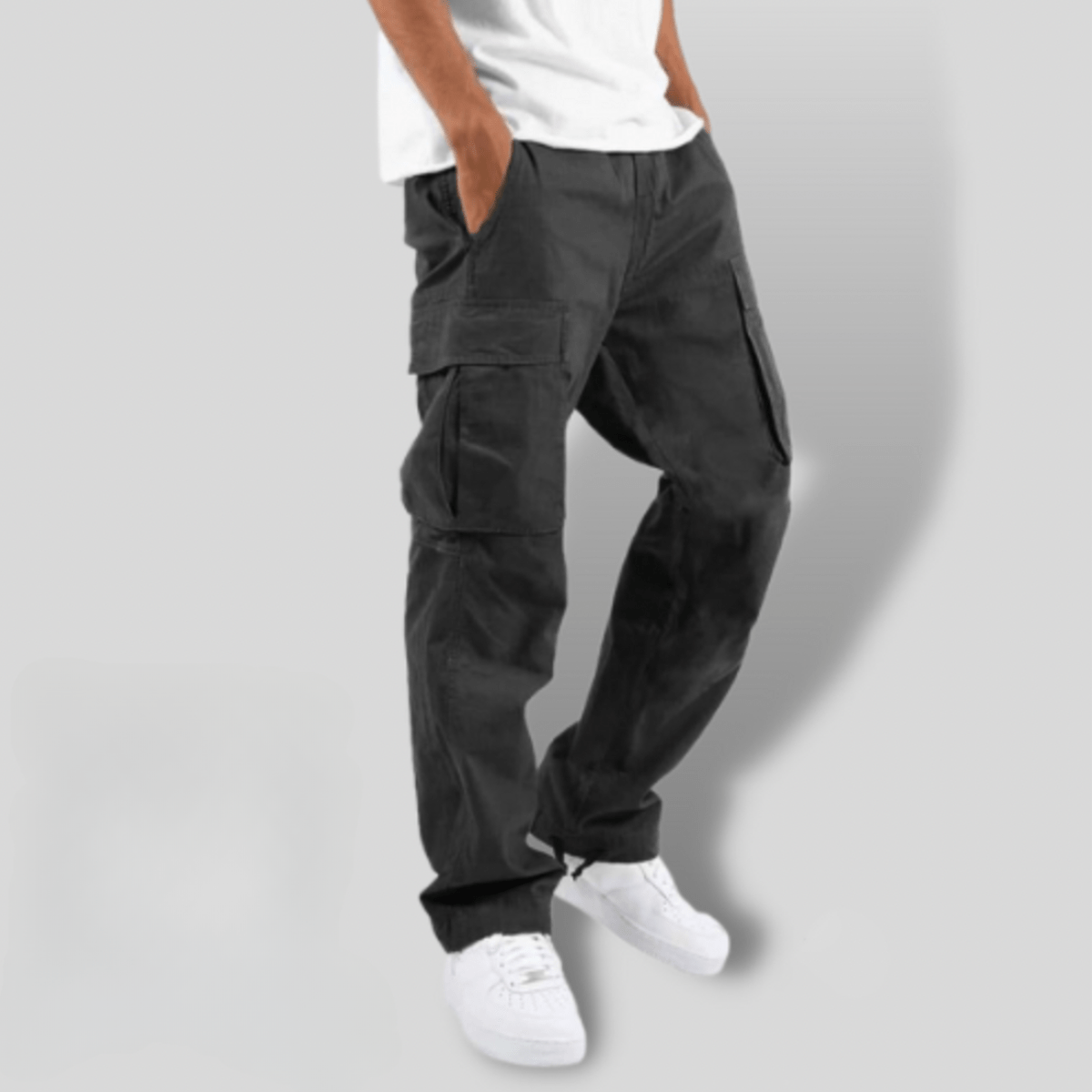 Men's Elastic Waist Cargo Pants With Multiple Pockets